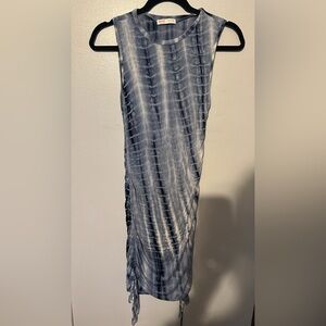 ROMWE Blue and White Tie-Dye Midi Dress